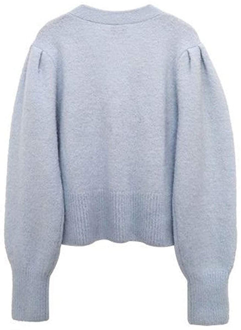 Women's Soft V Neck Knitted Cardigan Sweet Heart Button Down Closure Sweater