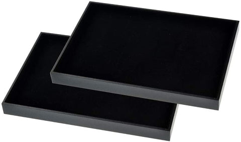 Ginasy Black Velvet Stackable Jewelry Tray Showcase Display(Jewelry Showcase 2PCS)