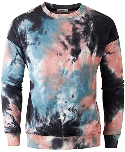 KLIEGOU Men's Fashion Crew Neck Tie Dye Sweatshirt