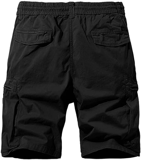 Men's Drawstring Hiking Cargo Shorts Quick Dry Multi Pockets Knee Length Bottoms Hunting Fishing