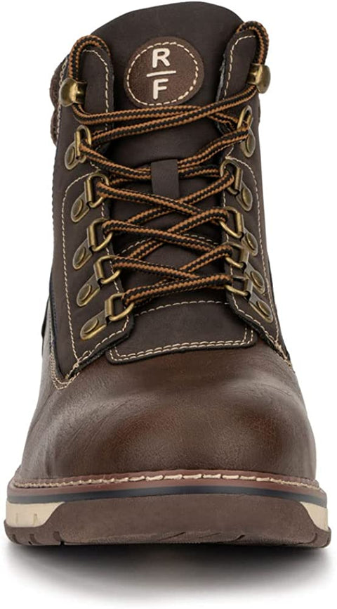 Reserved Footwear Guage Men's Particle Casual Motorcycle Leather And Suede High Top Sneaker Boots, Lace-Up Zip, Round Toe, Rubber Outsole