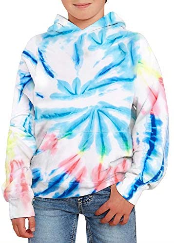 GAMISOTE Unisex Kids Tie Dye Sweatshirt Boys Girls Hooded Kangaroo Pocket Pullover Hoodies