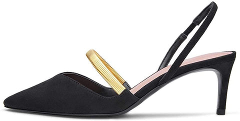 FSJ Women Trendy Mid Low Heeled Slingback Pumps Slip On Pointed Toe Sandals Basic Business Party Shoe 4-15 US