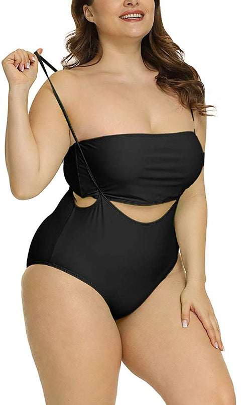 Women Plus Size Swimsuits Two Piece Tube Top High Waist Bathing Suit