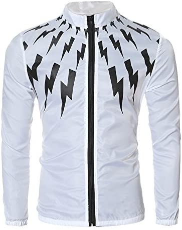 Men's Lightweight Lightning Print Jacket Casual Zip Up Training Jacket