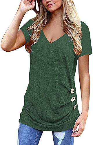 Women's Summer Short Sleeve T Shirts V Neck Casual Tunic Slim Tee Tops