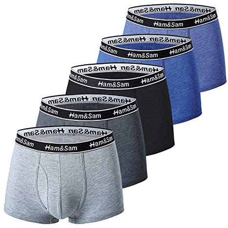 Men's Boxer Brief 5 Pack Bamboo Viscose Soft Comfortable Underwear for Men