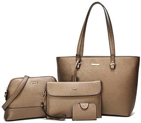 Women Fashion Handbags Wallet Tote Bag Shoulder Bag Top Handle Satchel Purse Set 4pcs