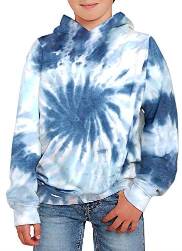 GAMISOTE Unisex Kids Tie Dye Sweatshirt Boys Girls Hooded Kangaroo Pocket Pullover Hoodies
