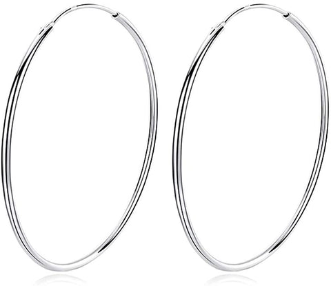50mm 925  Silver Hoop Earrings for Women