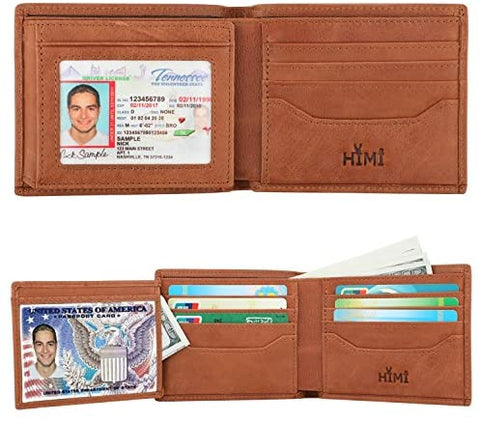 Wallets for Men - RFID Blocking Trifold Genuine Leather Wallet With 2 ID Window