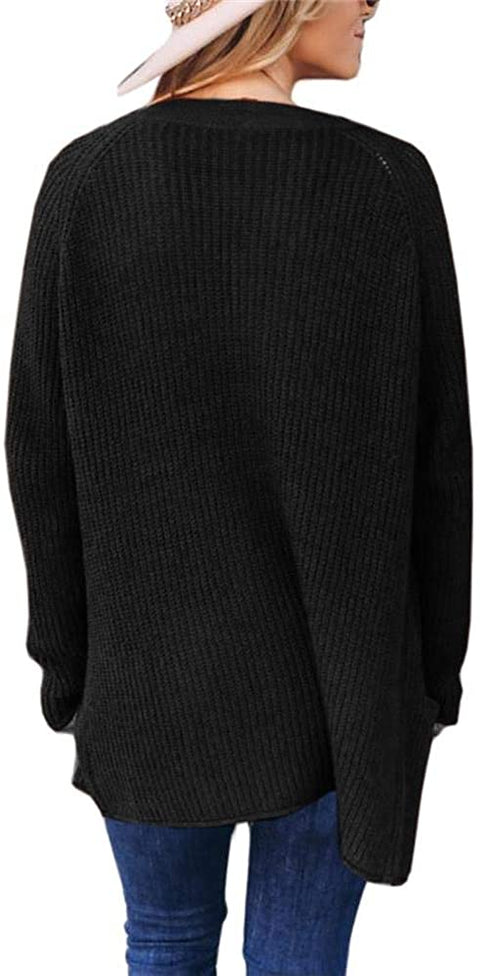 Aoysky Women's Long Sleeve Cable Knit Cardigans Button Down Open Front Chunky Sweater Cardigans