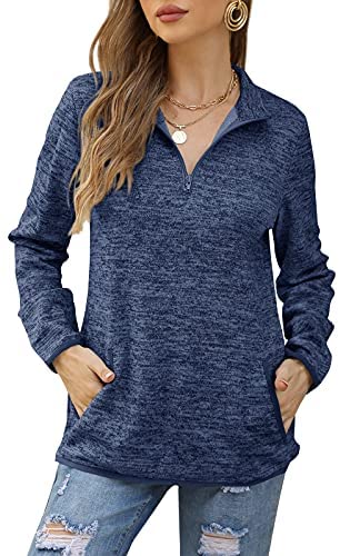 GAMISOTE Women's Long Sleeve High Collar Sweatshirt Quarter Zip Up Pullover Tops with Pockets