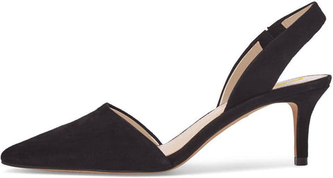 FSJ Fashion Low Kitten Heels Pumps for Women Pointed Toe Slingback Sandals Dress Shoes Size 9 Black