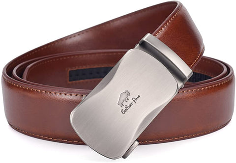 Men Belts Leather Male Slide Ratchet Work Dress Strap w Interchangeable Buckle Beltox （40"-44" Waist Adjustable，Brown NT）