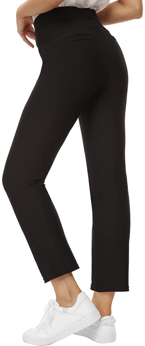Ginasy Black Dress Pants for Women Business Casual High Waisted Stretch Yoga Work Pants Elastic Office Trousers with Pockets