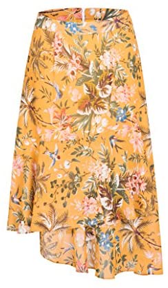 Womens A Line Floral Print Midi Skirt Flared Hem