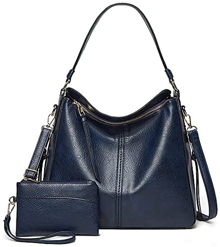 Meobvg Leather Hobo Bag Women Handbags and Purses Large Tote Shoulder Crossbody Bags Set 2pcs
