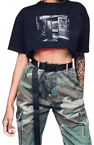 XZQTIVE Canvas Web Belt for Women, Cool Cargo Belt with Plastic Buckle, Hip Hop Streetwear Style Waist Belt for Dress