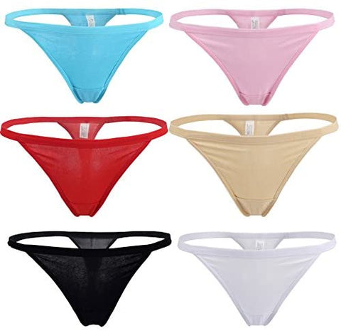Women Cotton Low Rise Soft Breathable T-Back G-String Thong Panties Multi Packs