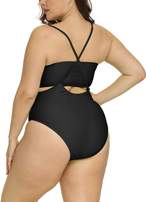 Women Plus Size Swimsuits Two Piece Tube Top High Waist Bathing Suit
