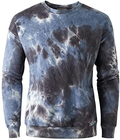 KLIEGOU Men's Fashion Crew Neck Tie Dye Sweatshirt