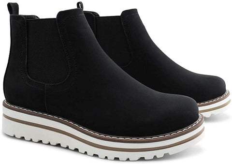 Womens Chelsea Elastic Ankle Boots Waterproof Flat Boots