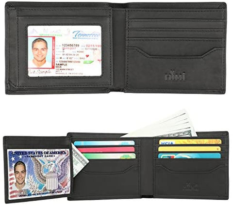 Wallets for Men - RFID Blocking Trifold Genuine Leather Wallet With 2 ID Window