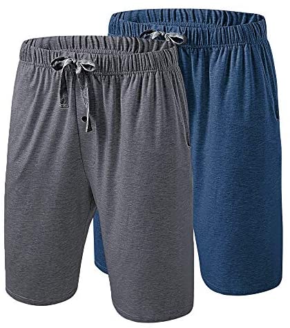 Men’s Pajama Shorts 2 Pack Bamboo Viscose Soft Breathable Pajama Short for Men with Pockets