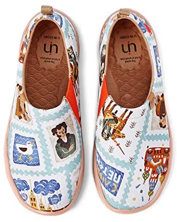 UIN Women's Slip On Loafers Canvas Lightweight Flats Sneakers Love & Humans Walking Casual Art Painted Travel Shoes Amour