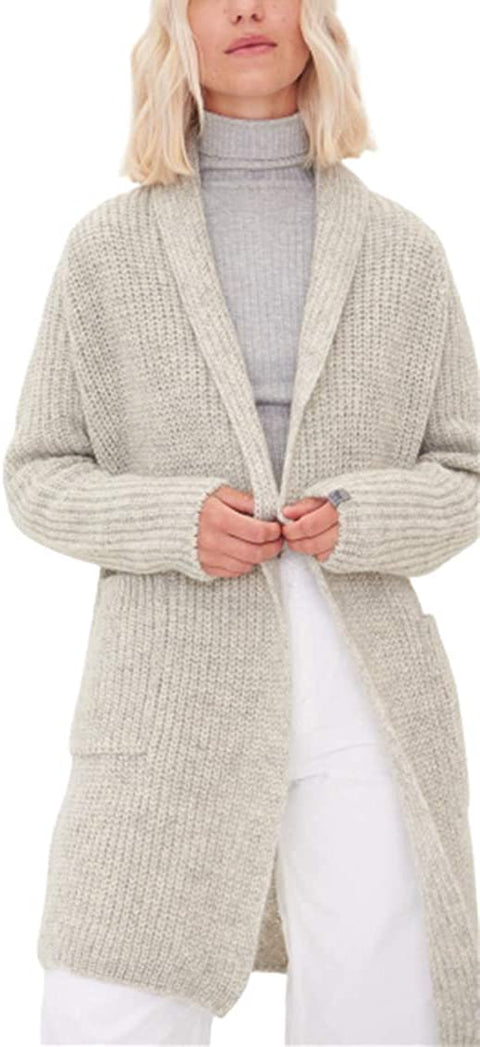 Aoysky Women's Long Sleeve Cable Knit Sweater Open Front Cardigan Loose Outerwear with Pockets