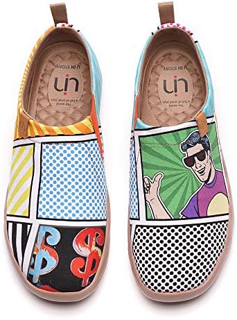 UIN Women's Men's Fashion Sneakers Comfort Walking Pop Art Painted Canvas Slip Ons Travel Shoes
