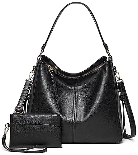 Meobvg Leather Hobo Bag Women Handbags and Purses Large Tote Shoulder Crossbody Bags Set 2pcs