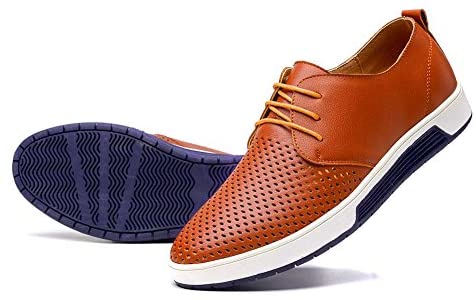 konhill Men's Casual Oxford Shoes - Breathable Dress Shoes Loafers Lace-up Flat Sneakers