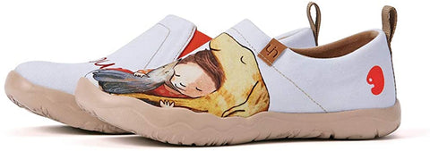 UIN Women's Slip On Loafers Canvas Lightweight Flats Sneakers Love & Humans Walking Casual Art Painted Travel Shoes Amour