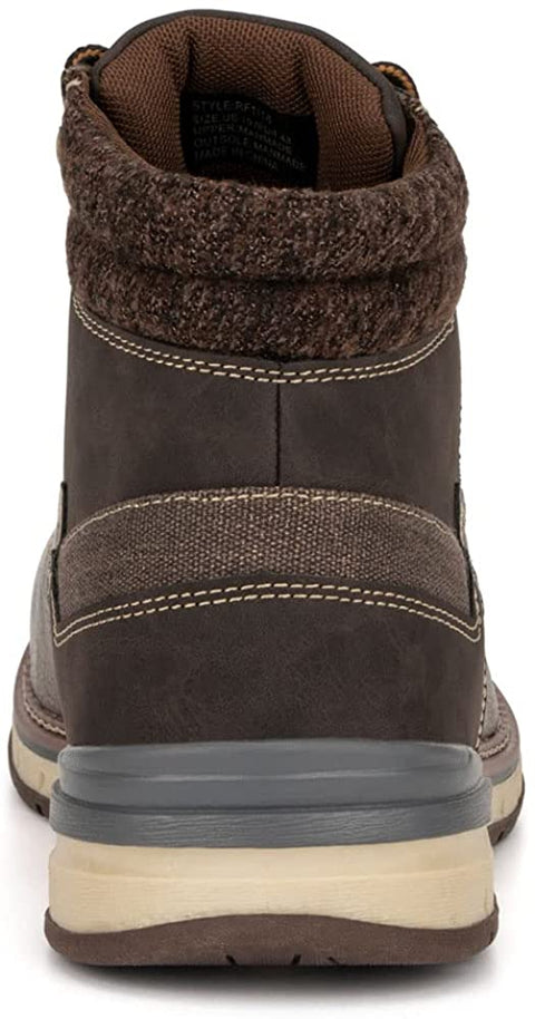 Reserved Footwear Guage Men's Particle Casual Motorcycle Leather And Suede High Top Sneaker Boots, Lace-Up Zip, Round Toe, Rubber Outsole