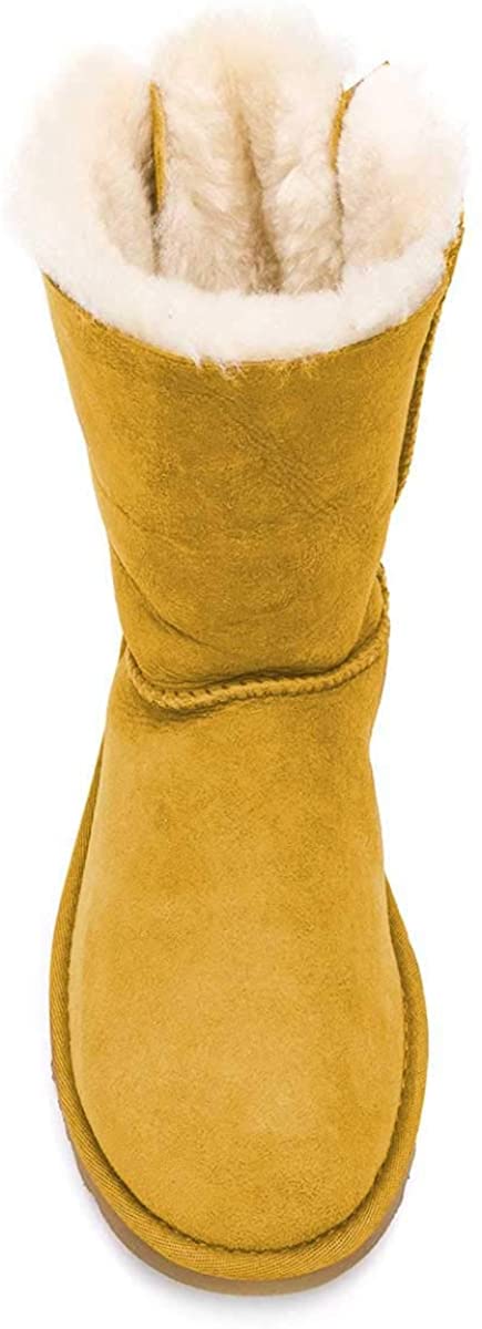 FSJ Women Cute Winter Flats Round Toe Ankle Snow Boots Comfy Low Heels Warm Fur Bows Shoes Size 4-15 US
