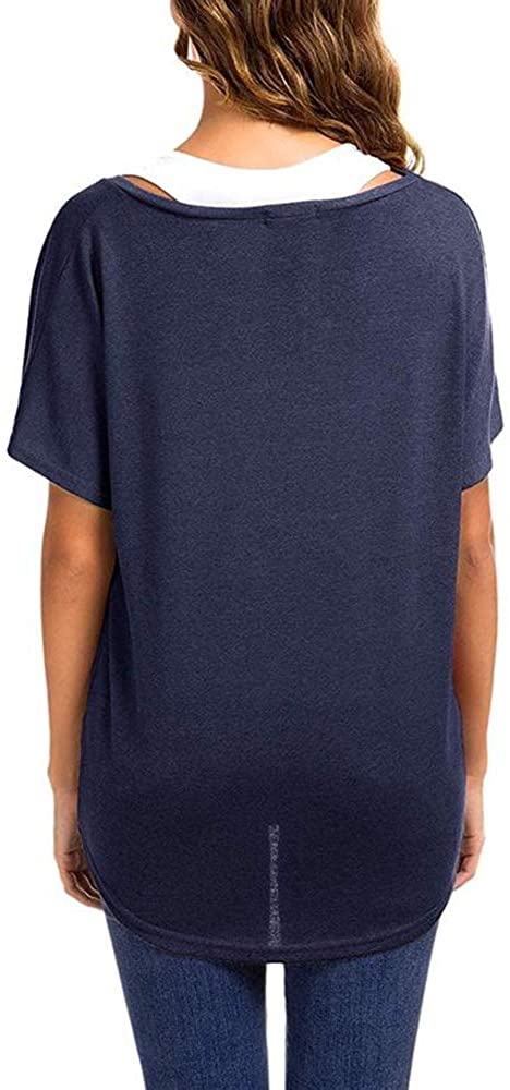 Women's Short Sleeve Scoop Neck T Shirts Summer Casual Loose Baggy Tops Shirts