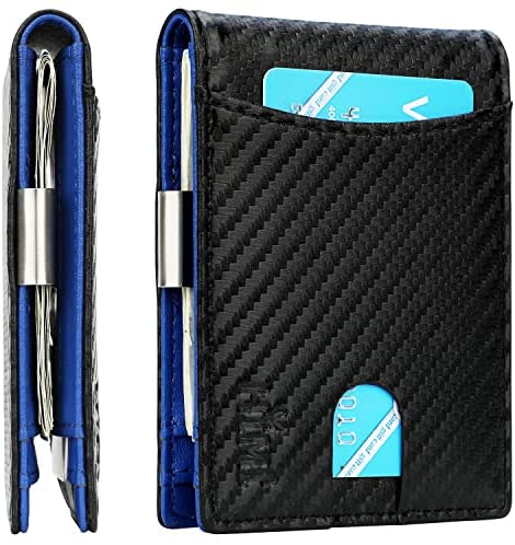 Mens Wallet Slim Bifold Wallets for Men Money Clip Wallet RFID Blocking Front Pocket Leather Minimalist Wallet