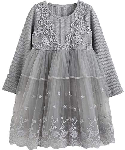 Baby Girls Dress Long Sleeves Tulle Princess Gypsophila Dresses Casual for Toddler Girl Age 6M-7T