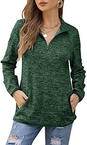 GAMISOTE Women's Long Sleeve High Collar Sweatshirt Quarter Zip Up Pullover Tops with Pockets