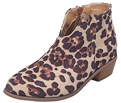 QZHIHE Womens Ankle Boots Cutout Side Strap Block Chunky Heel Work Boots
