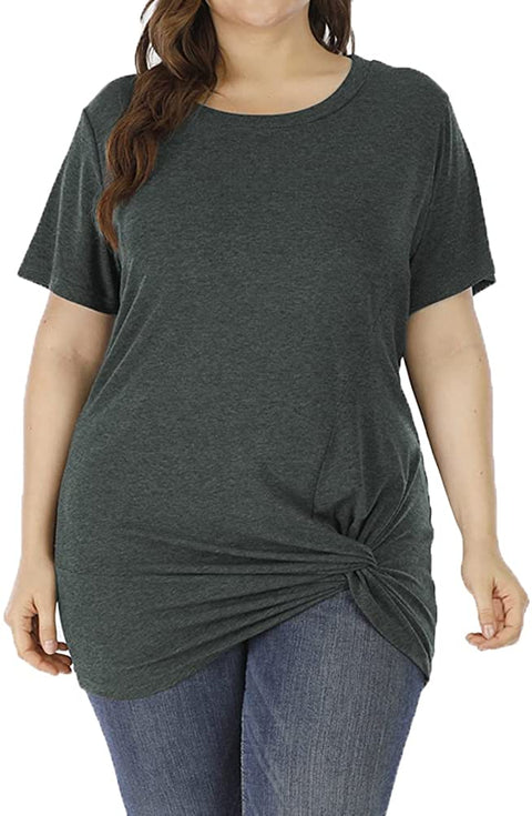 Womens Plus Size Tunic Tops Twist Knot Tunics Short Sleeve Cozy Shirt