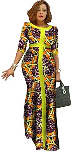 African Womens Clothes O-Neck Dashiki Ladies Dresses Half Sleeves North Africa Print Outfits