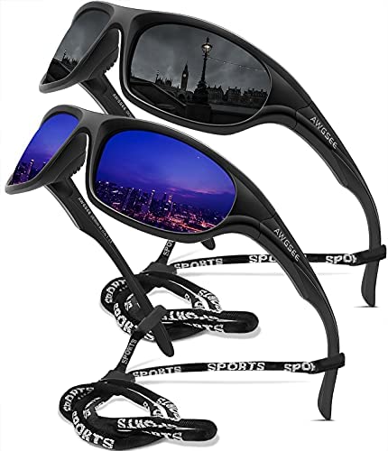 AWGSEE Polarized Sports Sunglasses For Men Cycling Driving Fishing Sun Glasses TR90 Unbreakable Frame 100% UV Protection