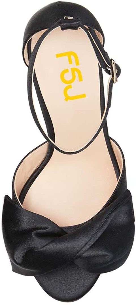FSJ Women Open Toe Pumps D'Osay High Heel Sandals Slip On Mid High Heels Stilettos Comfort Ankle Strap with Buckle Evneing Bridal Party Dress Shoe Size 4-15 US