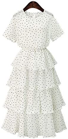 Women's Round Neck Chiffon Fashion Short Sleeve Dress Party Holiday Casual Skirt