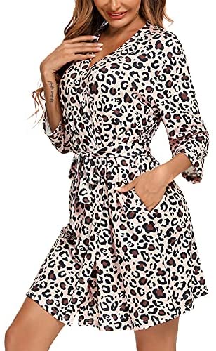 Robe for Women Kimono Robes Soft Bamboo Sleepwear Short Knit Bathrobe Ladies Loungewear S-XXL