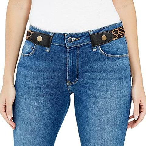 Women/Men Buckle-Free Elastic Belt for Jeans, Ladies Invisible Belt Fits Waist 24-48 inches