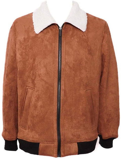 Men's Casual Sherpa Fleece Lined Jacket Fashion Turn Down Collar Zip Up Jackets